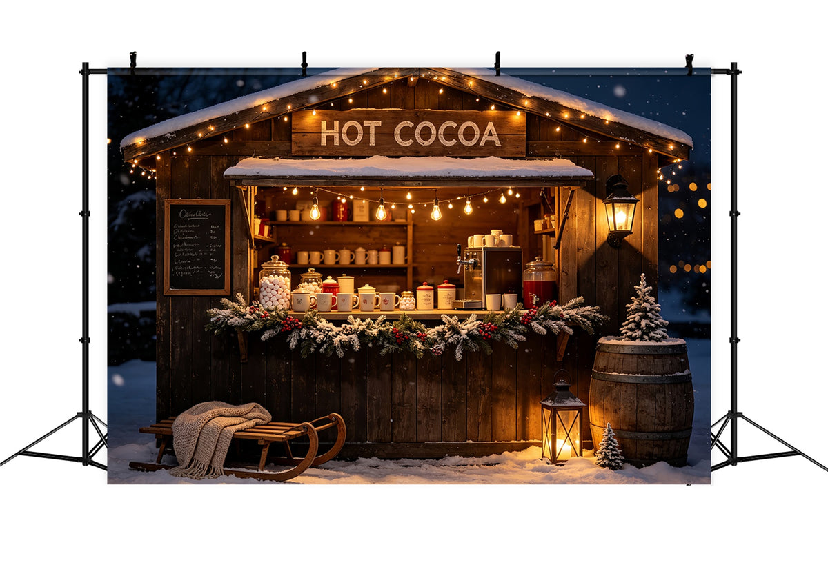 Christmas Store Backdrop Rustic Hot Cocoa Stand Photo Backdrops Christmas CSH69-5