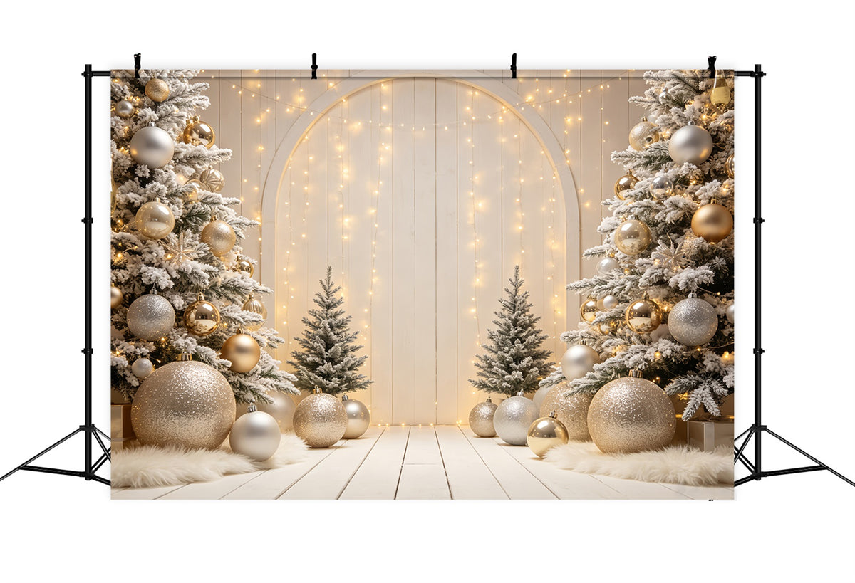 Xmas Backdrop Golden Ornament Arch Display Christmas Portrait Backdrop CSH69-56