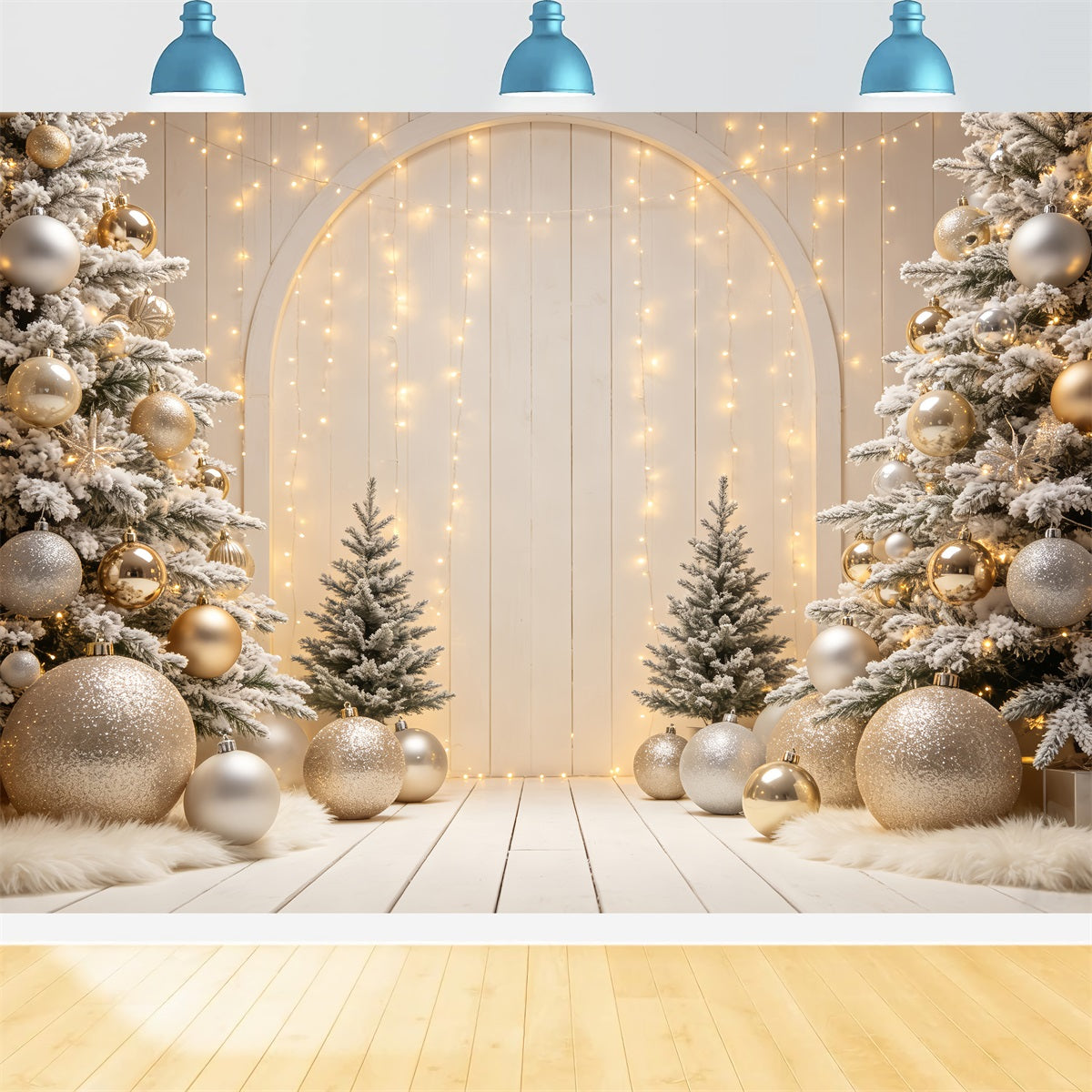 Xmas Backdrop Golden Ornament Arch Display Christmas Portrait Backdrop CSH69-56