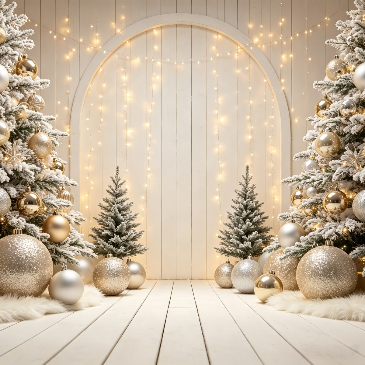 Xmas Backdrop Golden Ornament Arch Display Christmas Portrait Backdrop CSH69-56