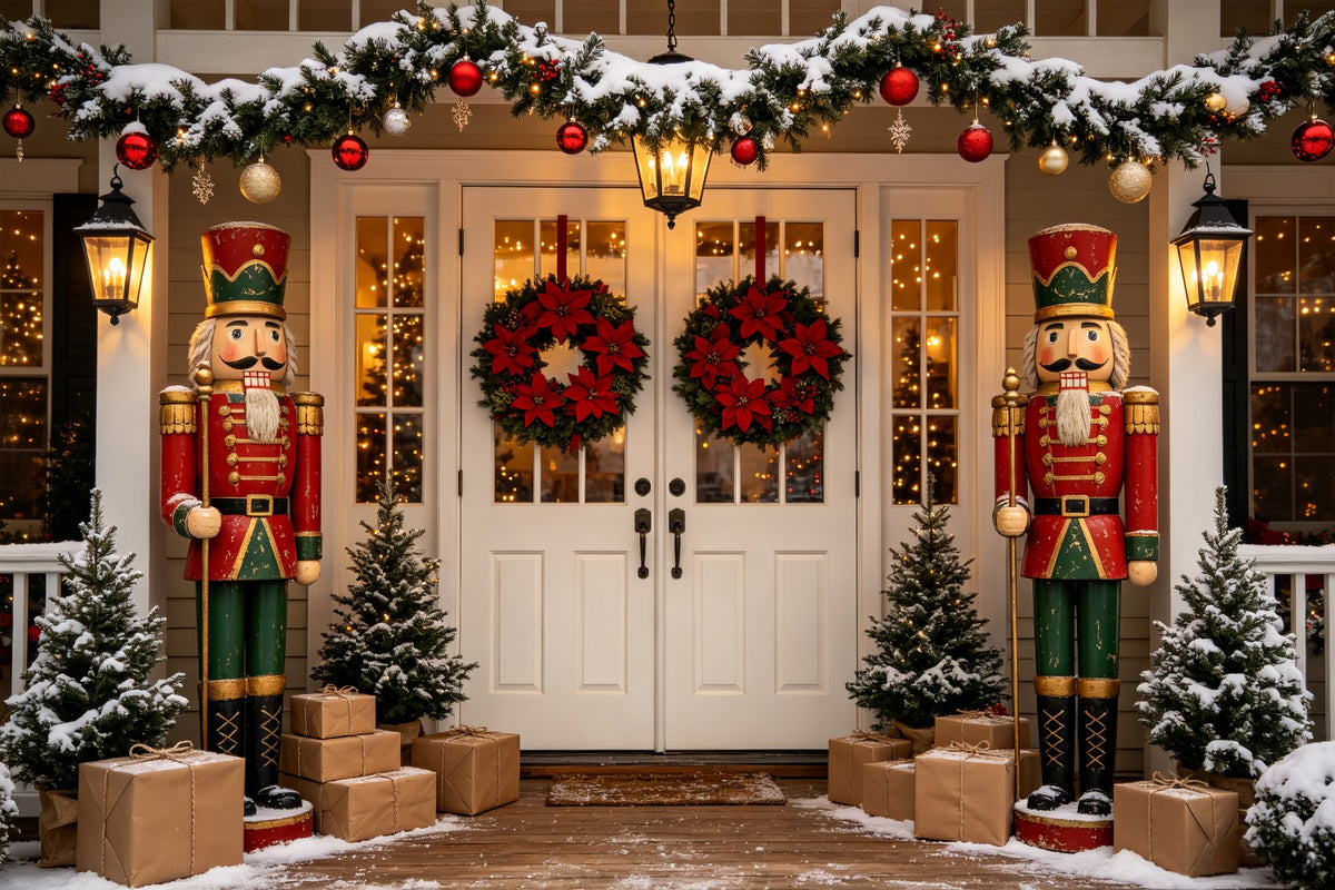 Nutcracker Photo Backdrop Porch Wreath Door Entrance Nutcracker Backdrops CSH69-64