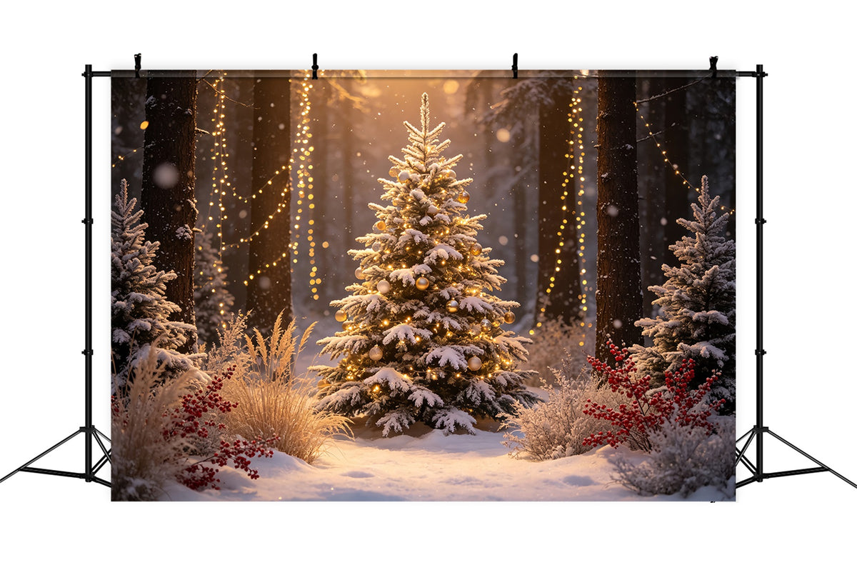 Christmas Tree Backdrop Glowing Forest Tree Lights Christmas Studio Backdrop CSH69-7
