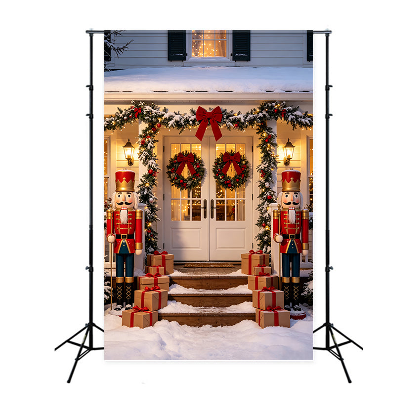 Nutcracker Photo Backdrop Night House Door Entrance Nutcracker Ballet Backdrop CSH69-79