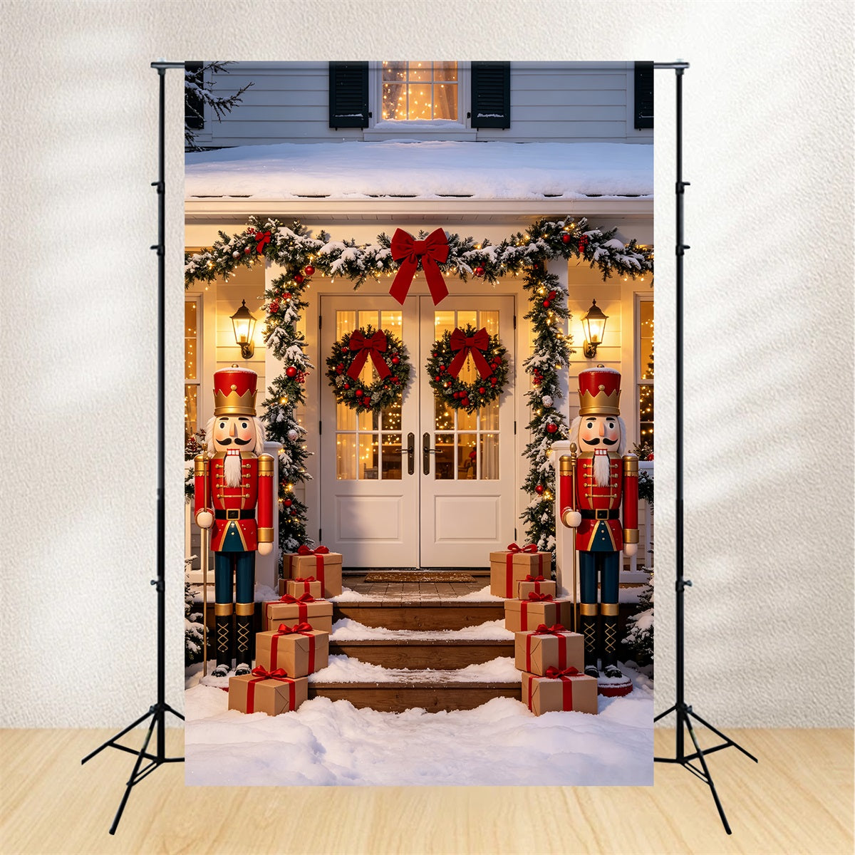 Nutcracker Photo Backdrop Night House Door Entrance Nutcracker Ballet Backdrop CSH69-79