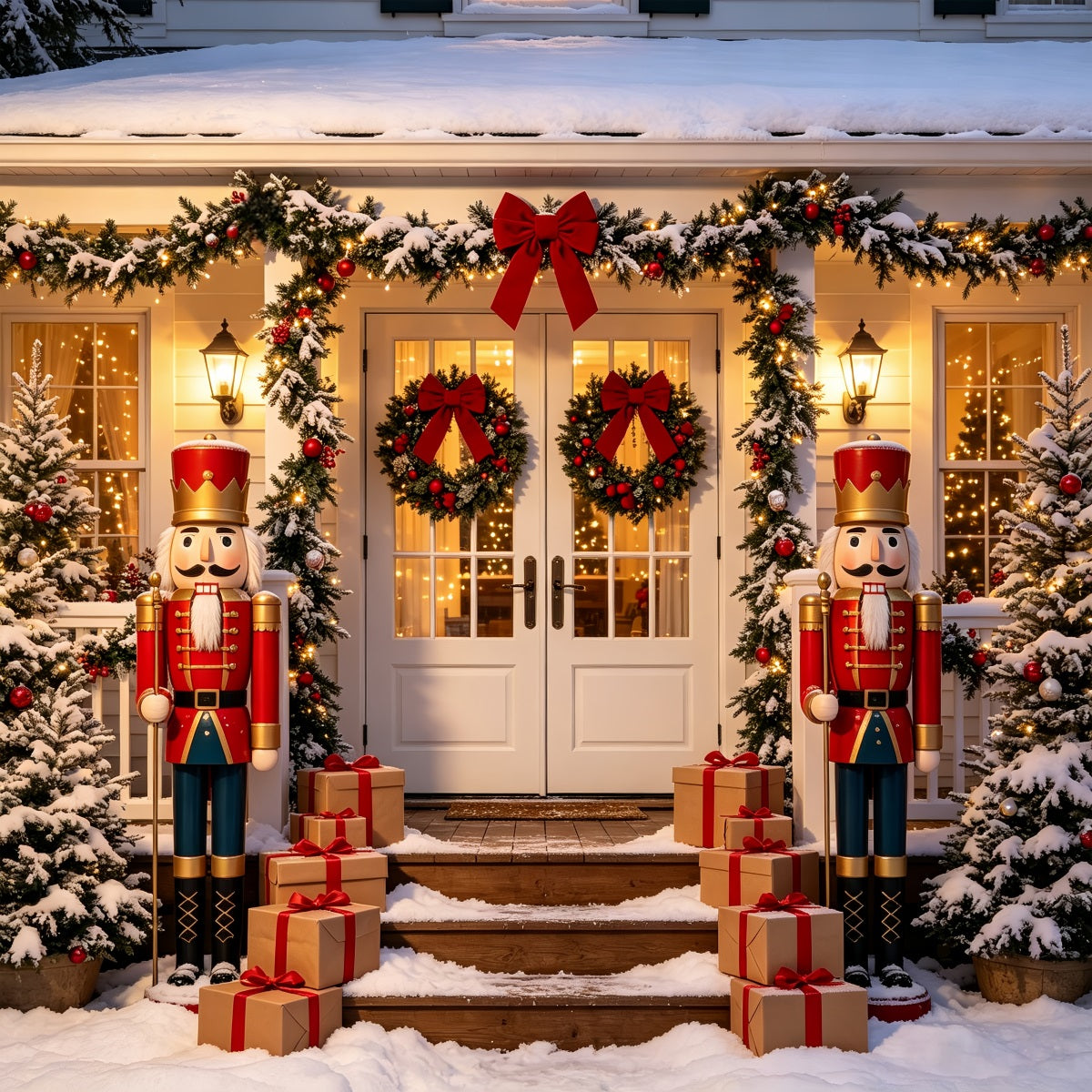 Nutcracker Photo Backdrop Night House Door Entrance Nutcracker Ballet Backdrop CSH69-79