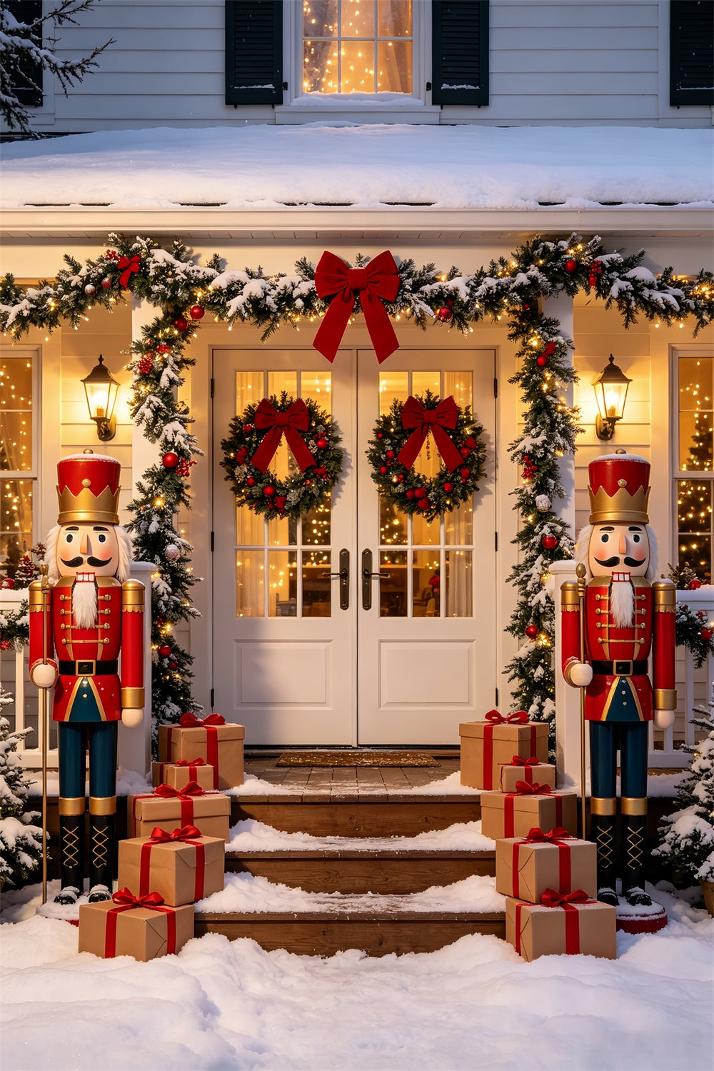 Nutcracker Photo Backdrop Night House Door Entrance Nutcracker Ballet Backdrop CSH69-79