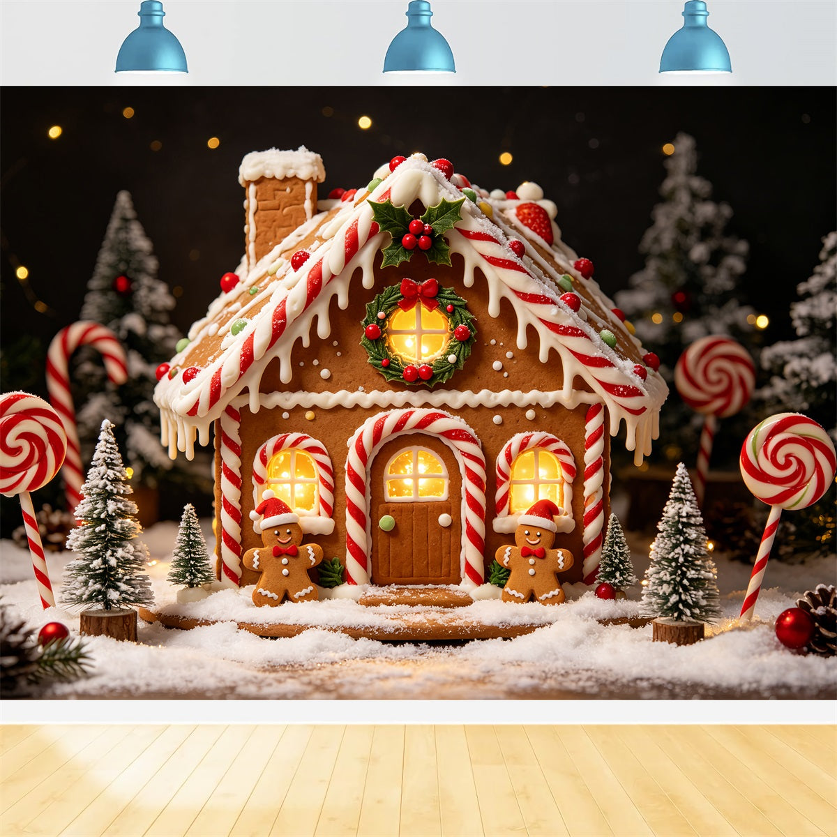 Gingerbread Photo Backdrop Cottage Candy House Gingerbread House Backdrops CSH69-87