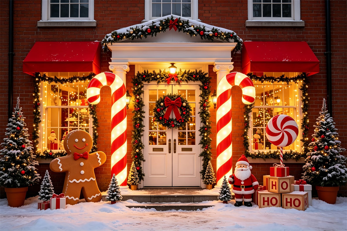 Backdrop For Santa Photos Candy Cane Porch Entrance Santa Photo Backdrops CSH69-91