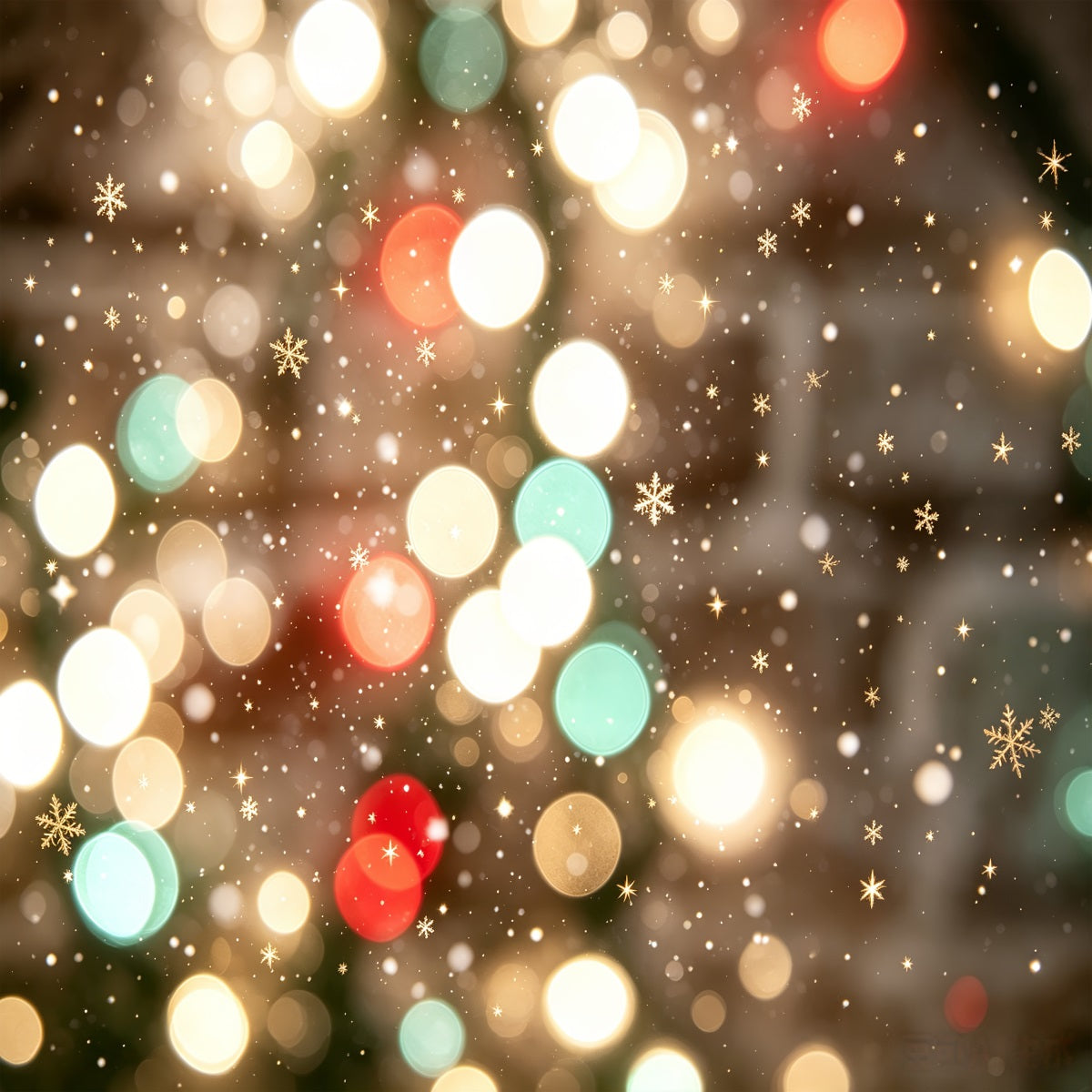 Christmas Lights Backdrop Festive Snowflake Bokeh High Resolution Christmas Photo Backdrop CSH69-94