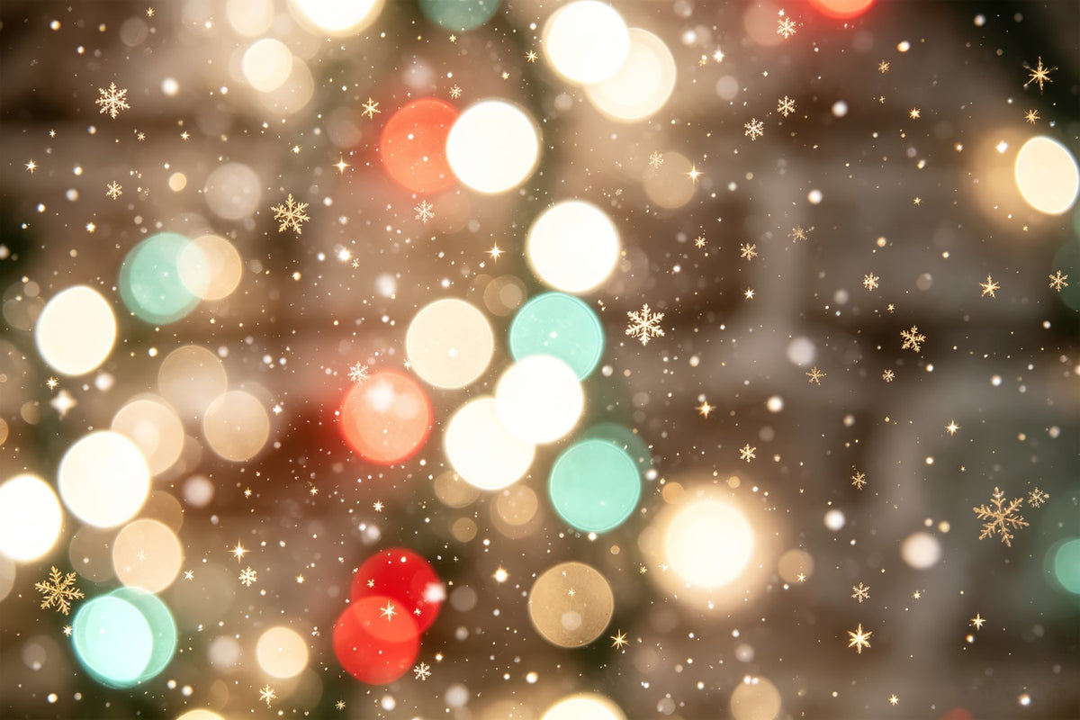 Christmas Lights Backdrop Festive Snowflake Bokeh High Resolution Christmas Photo Backdrop CSH69-94