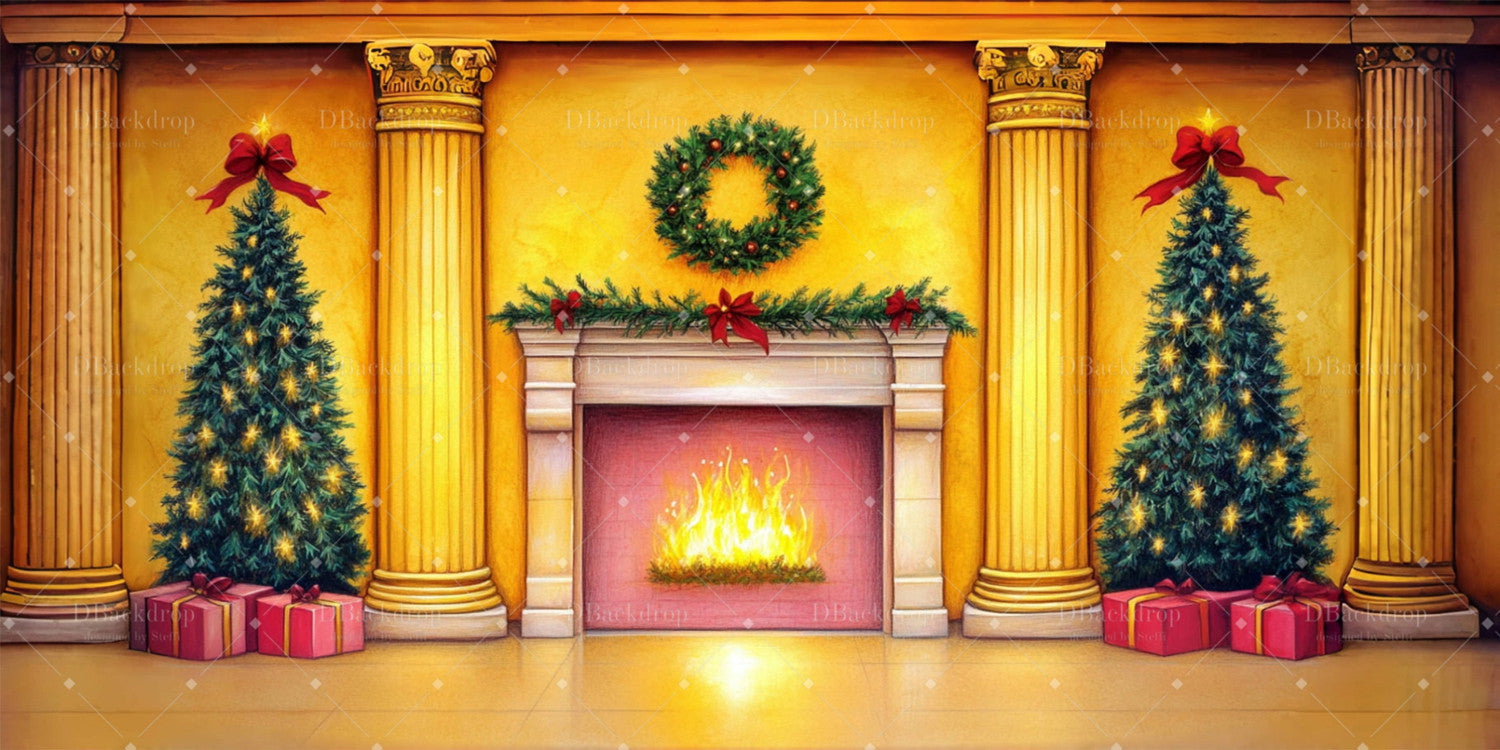 Christmas Stage Backdrops Christmas Luxury Parlor Theater Backdrop CSH59-T8