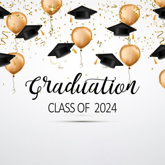 2024 Graduation Balloons Bachelor Cap Backdrop D1078