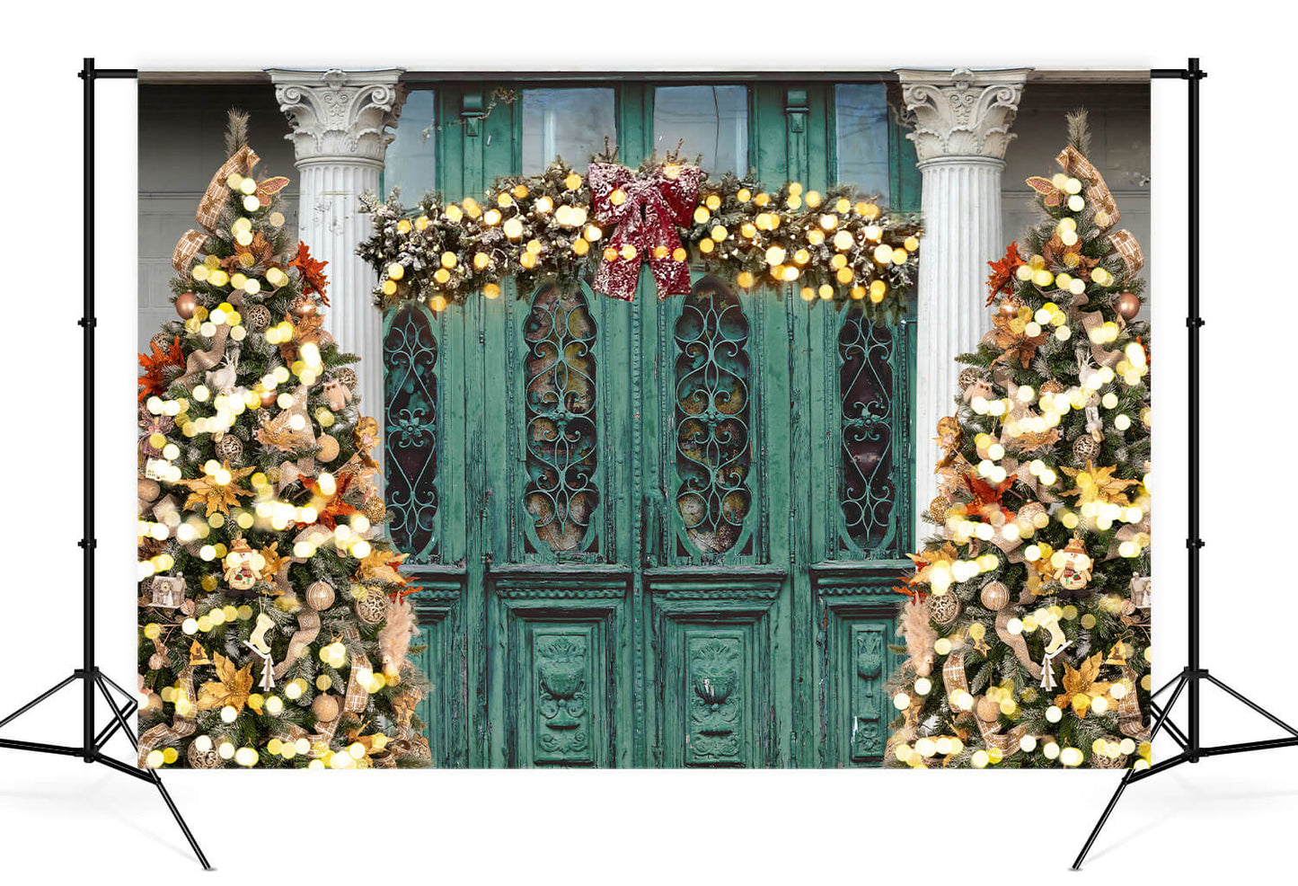 Vintage Door Christmas Tree Photography Backdrop D904