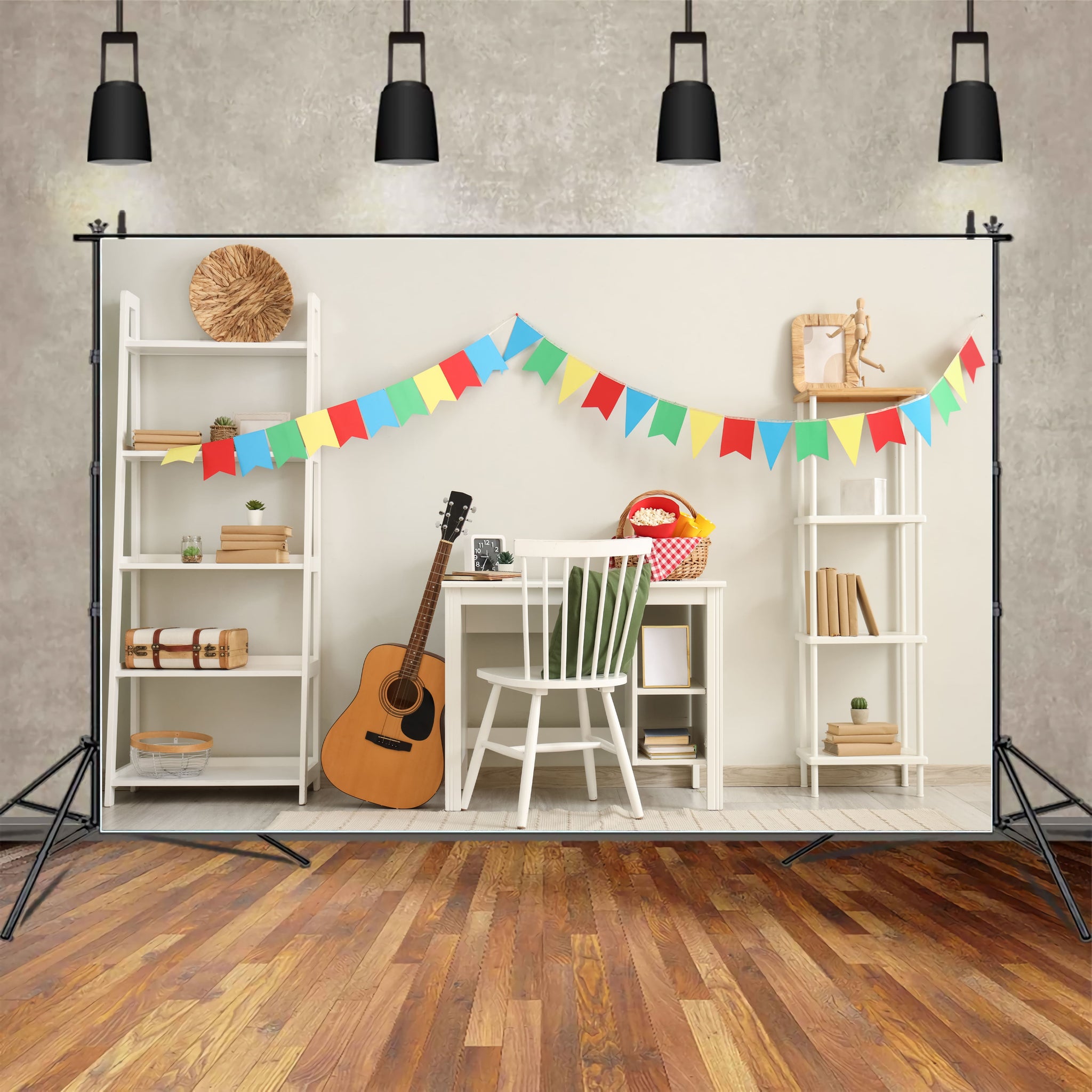 Small Room Backdrop Decorated Study Room Back To School Backdrop DBD7-14 – Dbackdrop