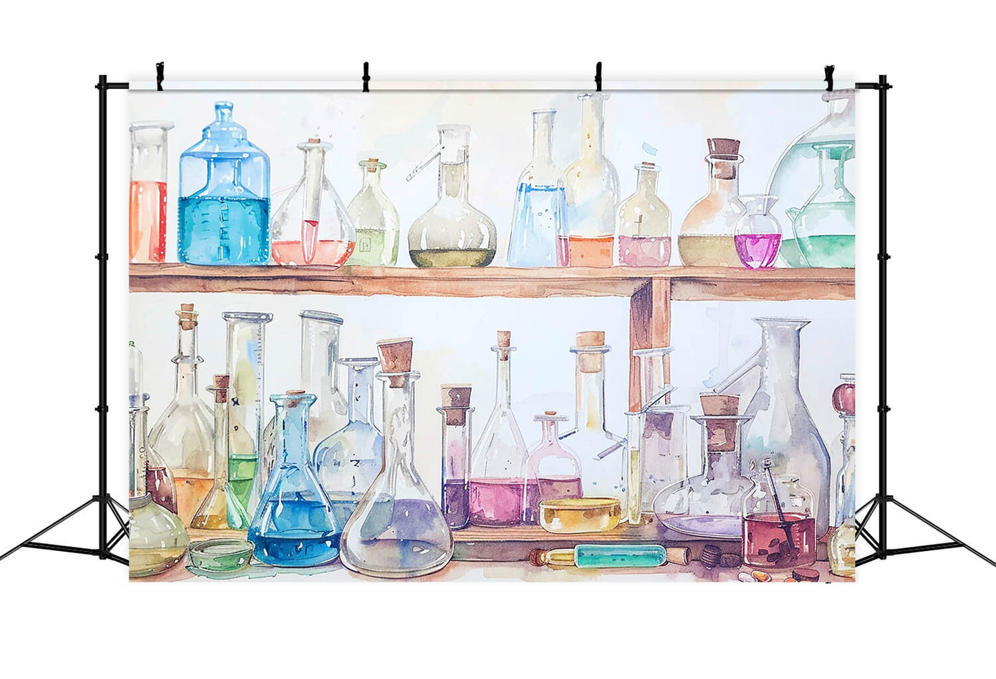 Science Lab Colorful Bottles Back to School Backdrop DBD7-17 – Dbackdrop