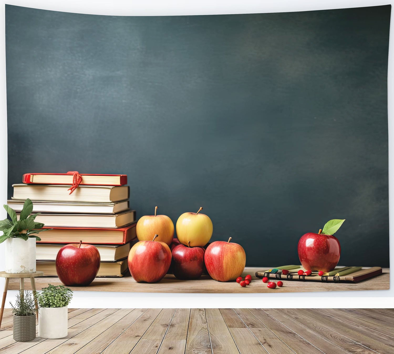 Chalkboard Books Apples Back to School Backdrop DBD7-21 – Dbackdrop