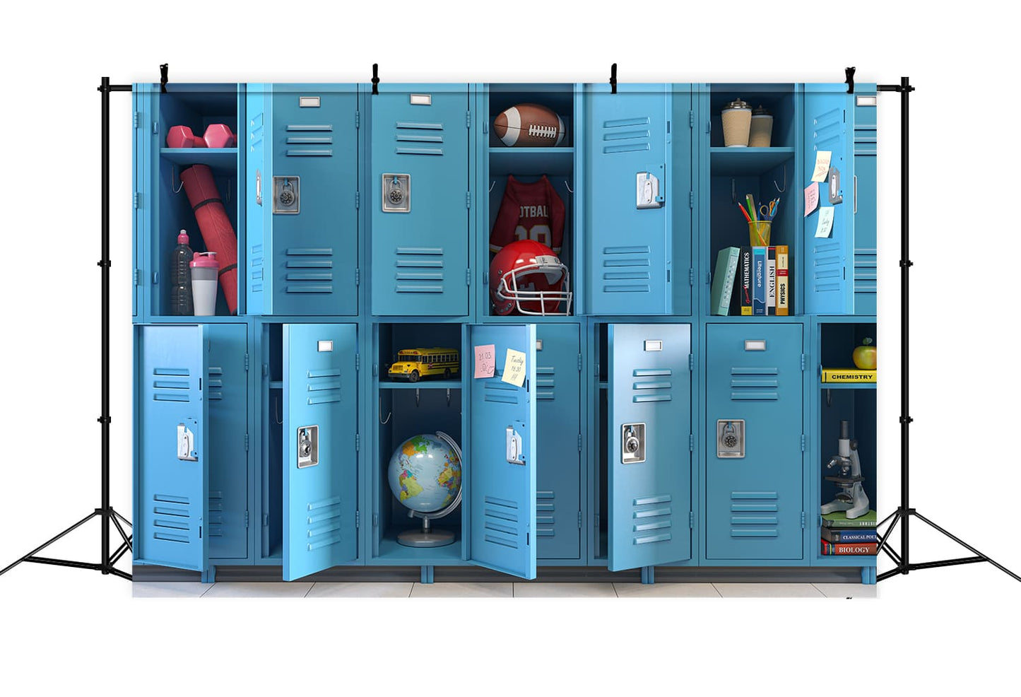 Blue Student Lockers Back to School Backdrop DBD7-29 – Dbackdrop