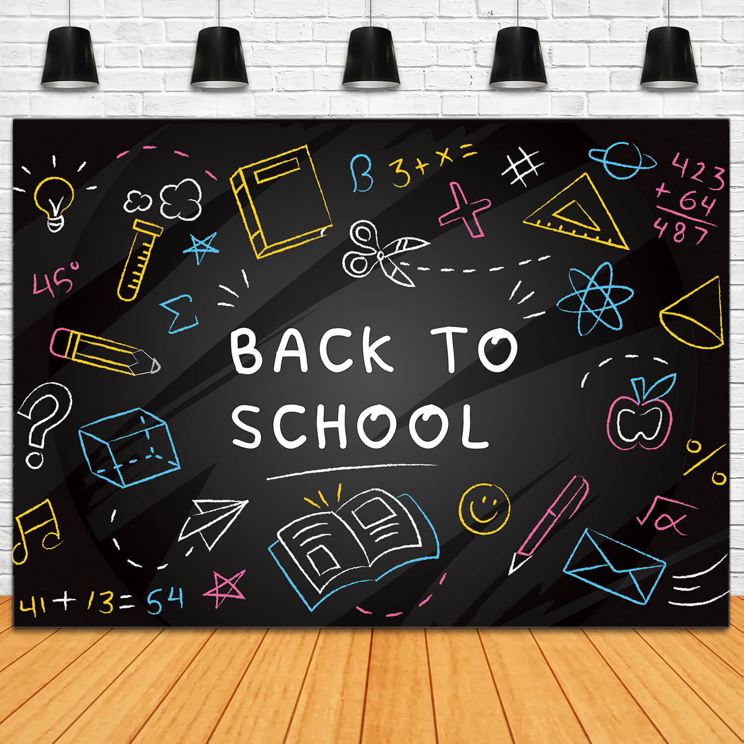 Hand Chalk Drawings Back to School Backdrop DBD7-61 – Dbackdrop