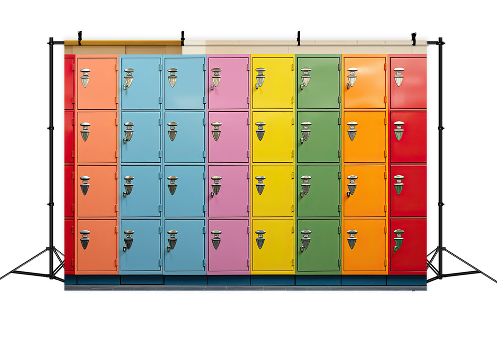 Back to School Colorful Lockers Backdrop DBD7-65