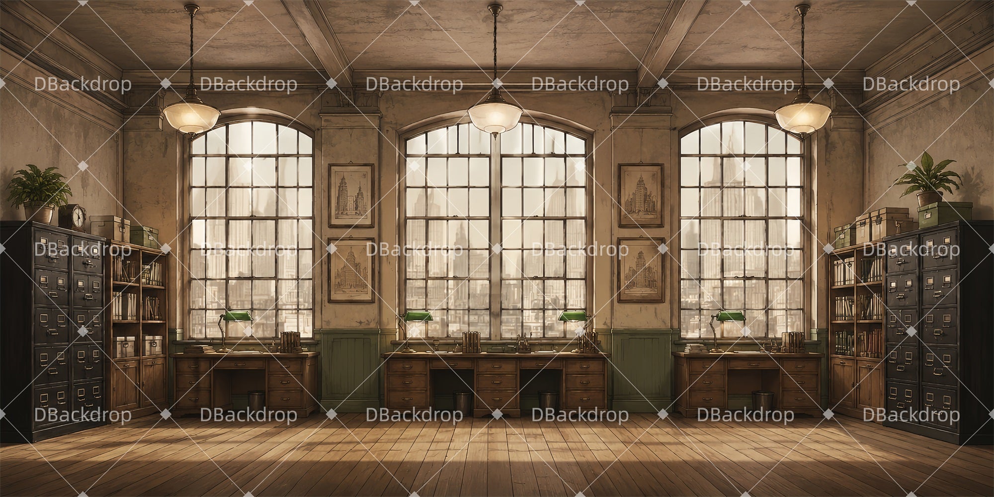 Theater Stage Backdrops 1920s Typing Office Performance Backdrop DLS65-T14