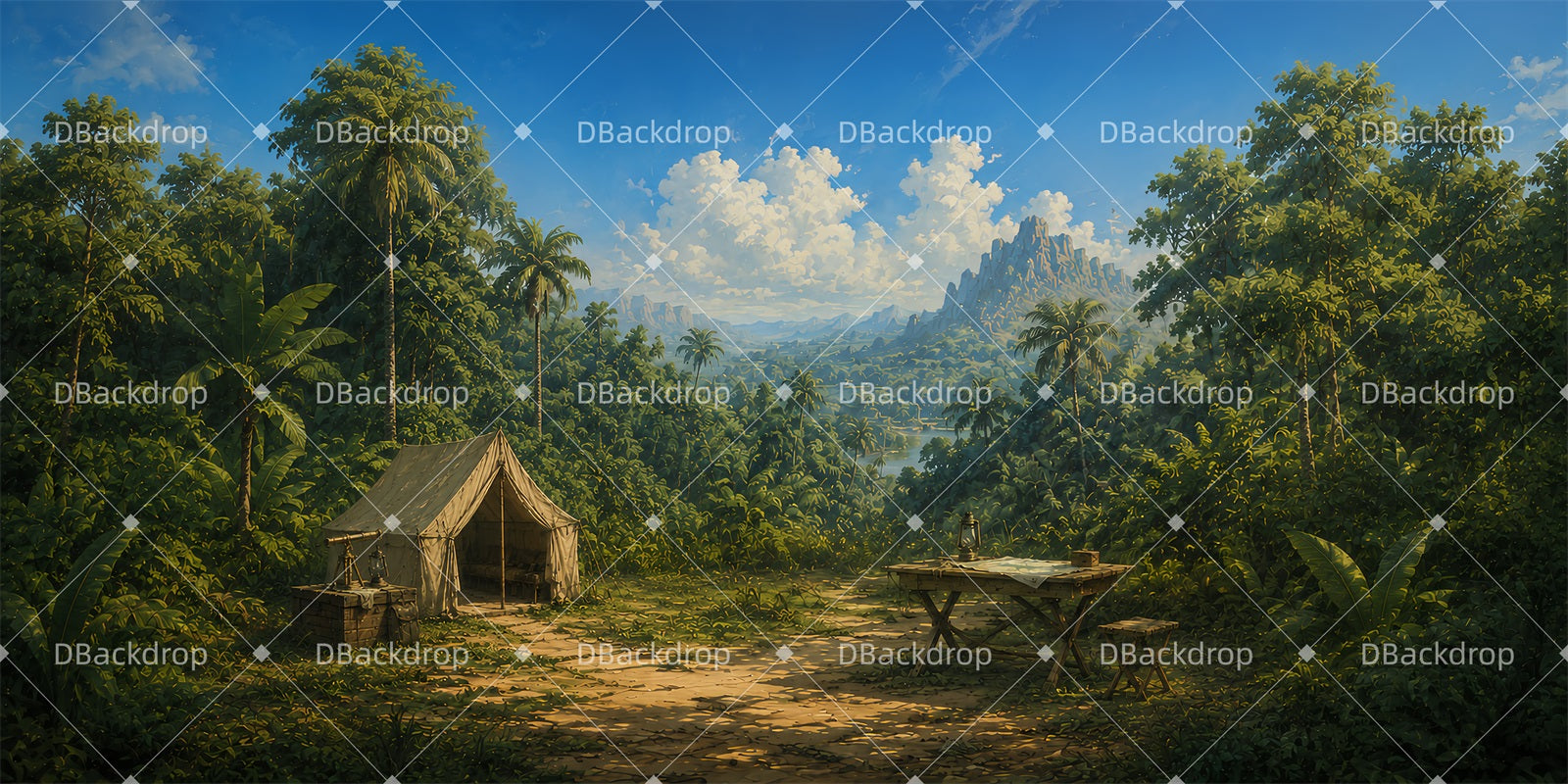 Forest Stage Backdrop Jungle Expedition Camp Theater Backdrops DLS65-T7