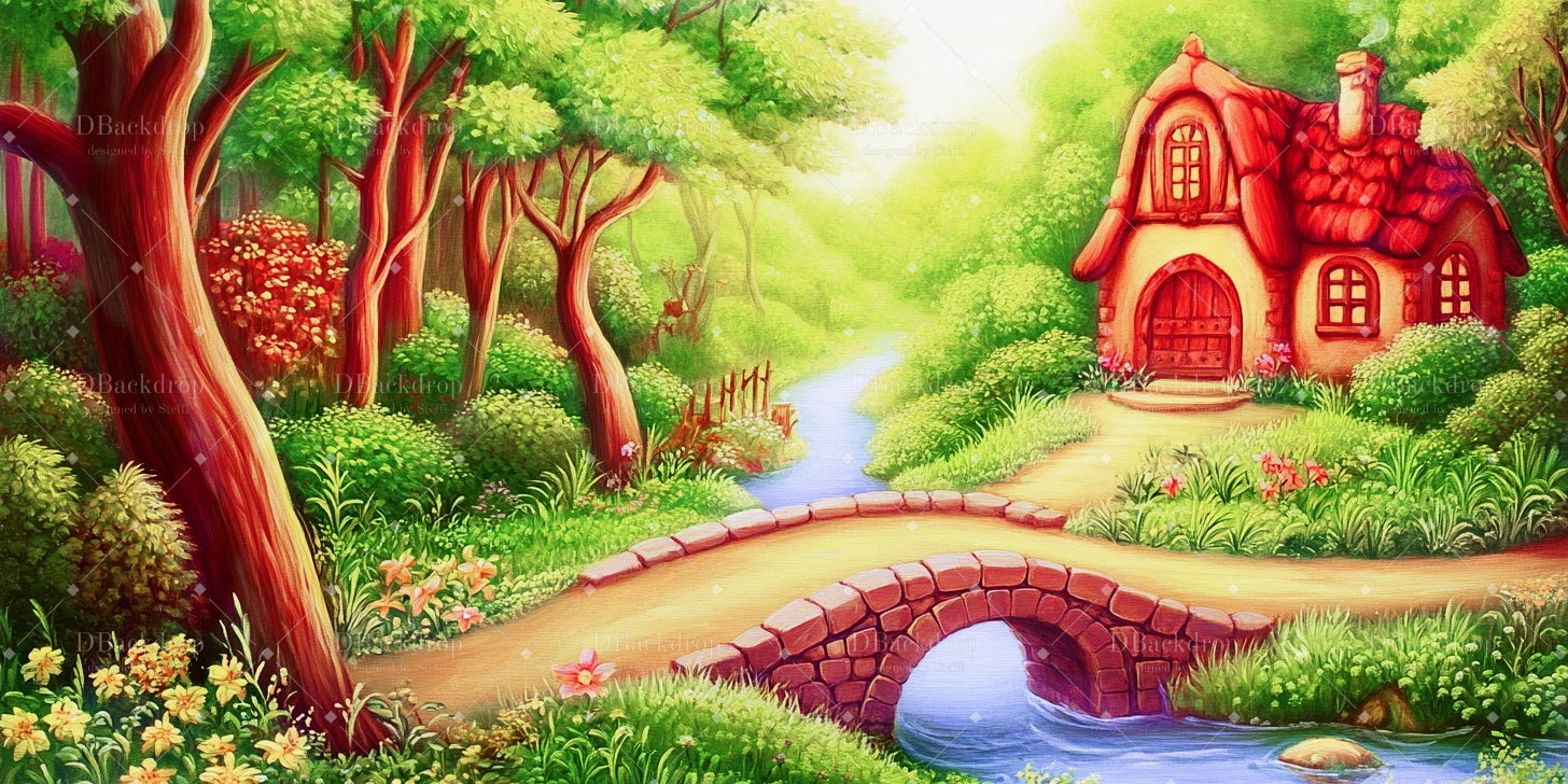 School Play Backdrop Forest Cabin Theater Backdrops CSH59-T23