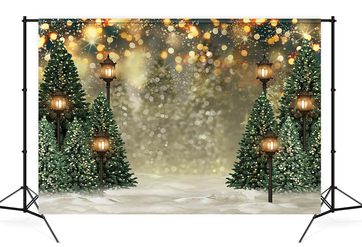 Outdoor Christmas Trees Lights Flashing Backdrop G1440 Dbackdrop