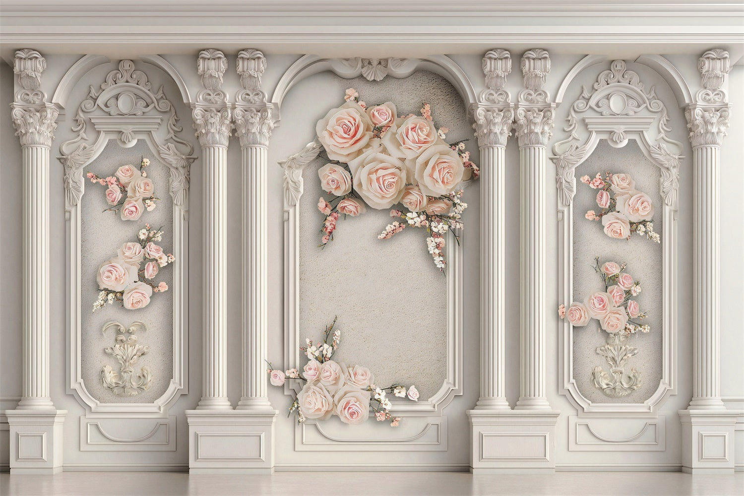 Backdrop Collums Backdrop For Mothers Day Graceful Columns Soft Rose Backdrop GQ2-141