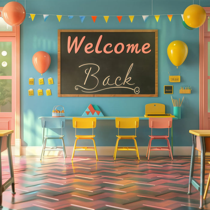 Welcome Back To School Backdrop Cheerful Classroom Welcome Backdrop GQ
