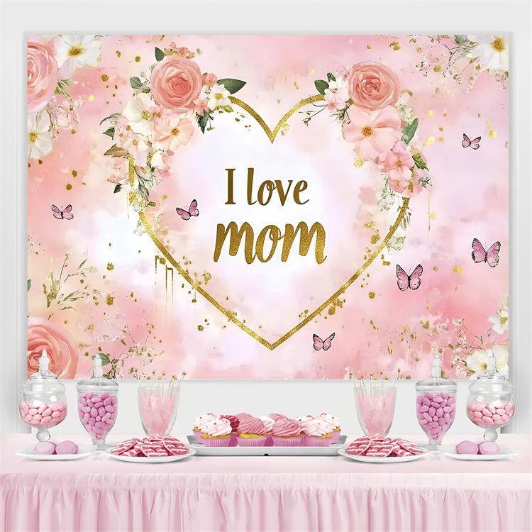 Backdrops For Mother's Day Gold Frame Floral Personalized Backdrop GQ3-136