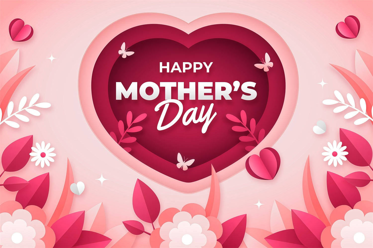 Mothers Day Photo Backdrop Red Heart Floral Personalized Backdrop GQ3-141