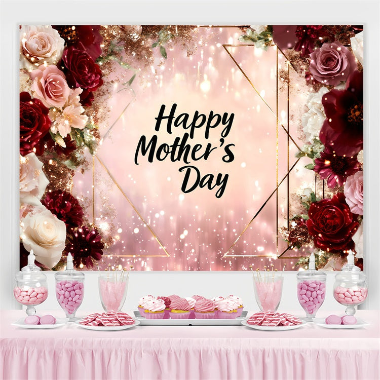 Mothers Day Backdrops Whimsical Rose Sparkle Customized Backdrop GQ3-153
