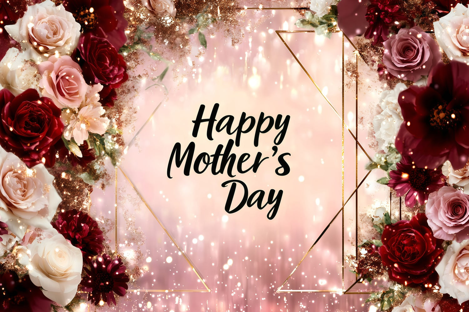 Mothers Day Backdrops Whimsical Rose Sparkle Customized Backdrop GQ3-153