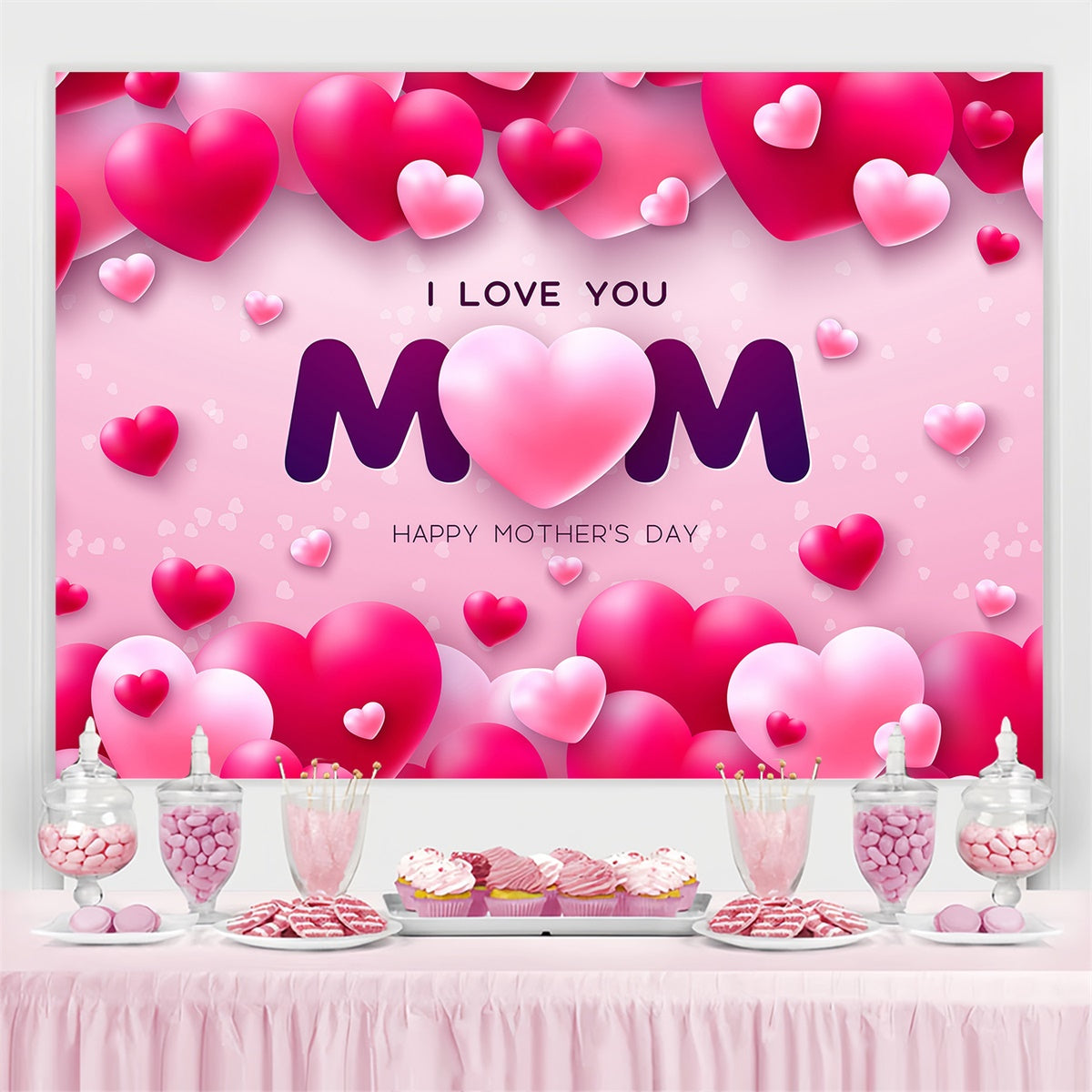 Backdrops For Mother's Day Floating Pink Balloons Custom Backdrop GQ3-154
