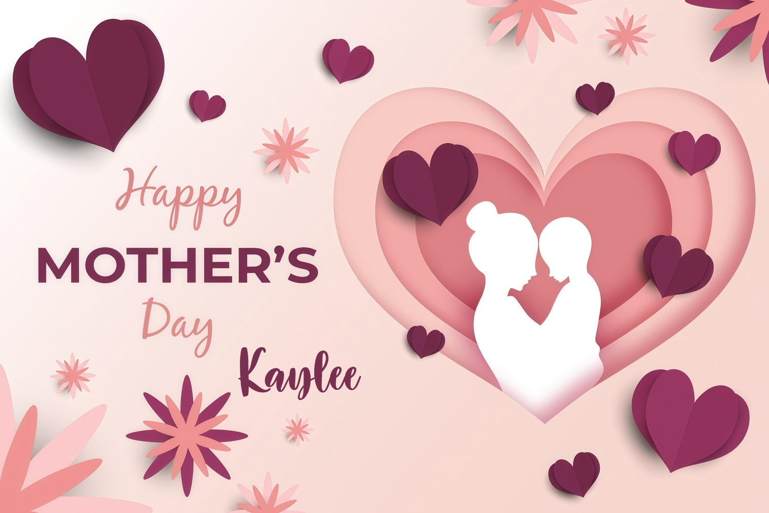 Backdrop For Mothers Day Silhouette Heart Floral Custom Backdrop GQ3-156