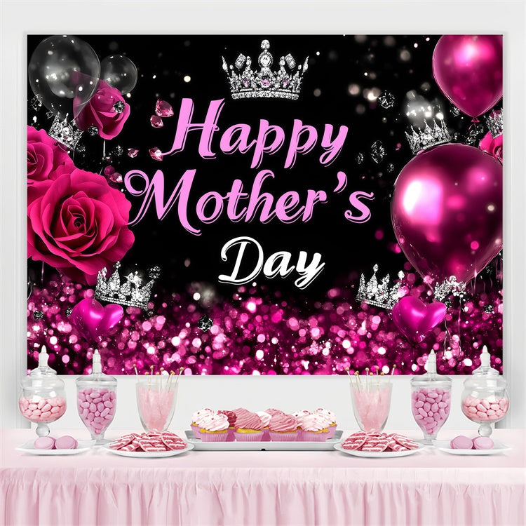 Mother's Day Backdrop Crown Rose Sparkle Personalized Backdrop GQ3-157