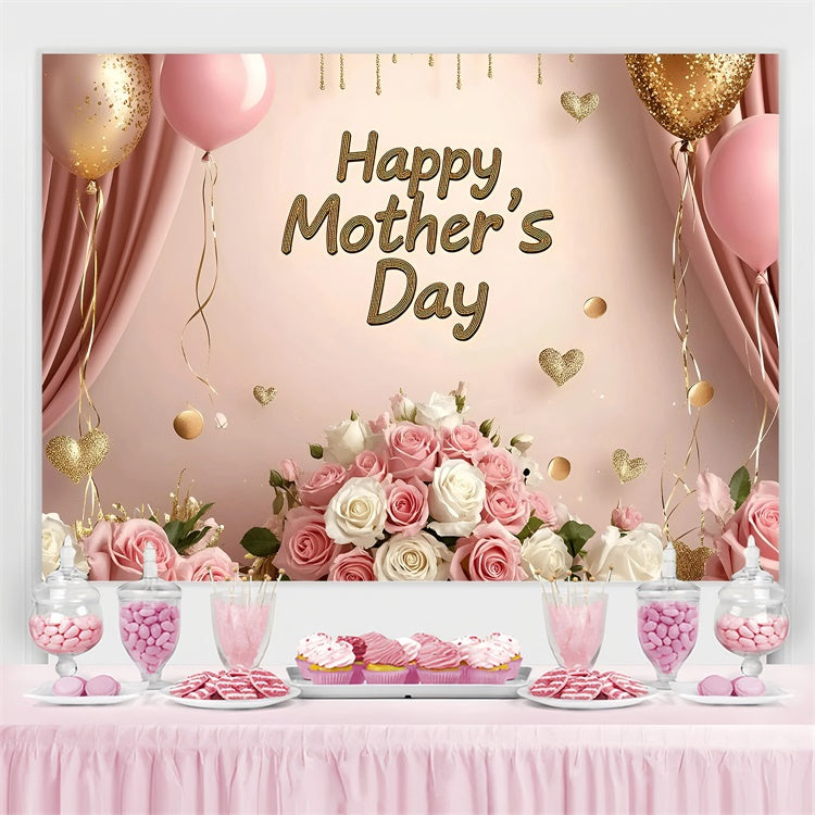 Mothers Day Photo Backdrop Pink Roses Balloon Customized Backdrop GQ3-159