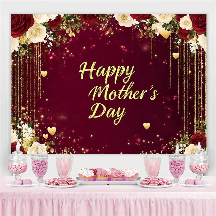 Backdrop For Mothers Day Rose Golden Sparkles Customized Backdrop GQ3-162