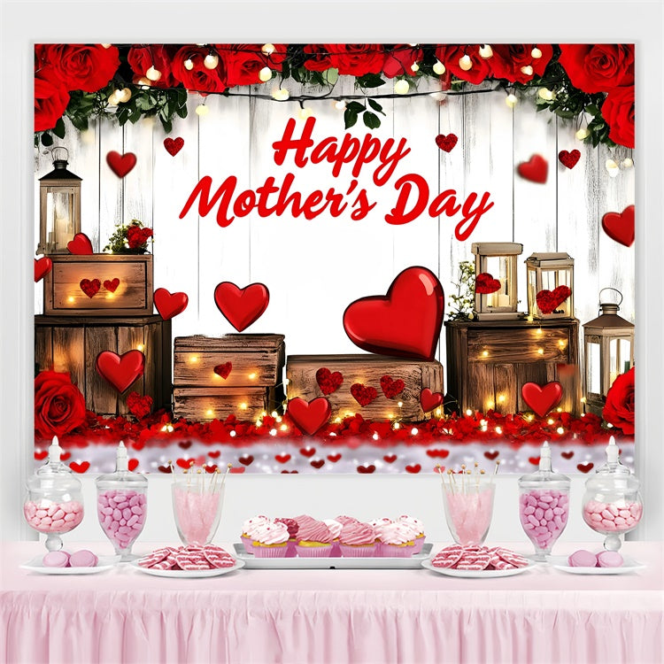 Mothers Day Backdrop Ideas Rustic Red Rose Lantern Custom Backdrop GQ3-163
