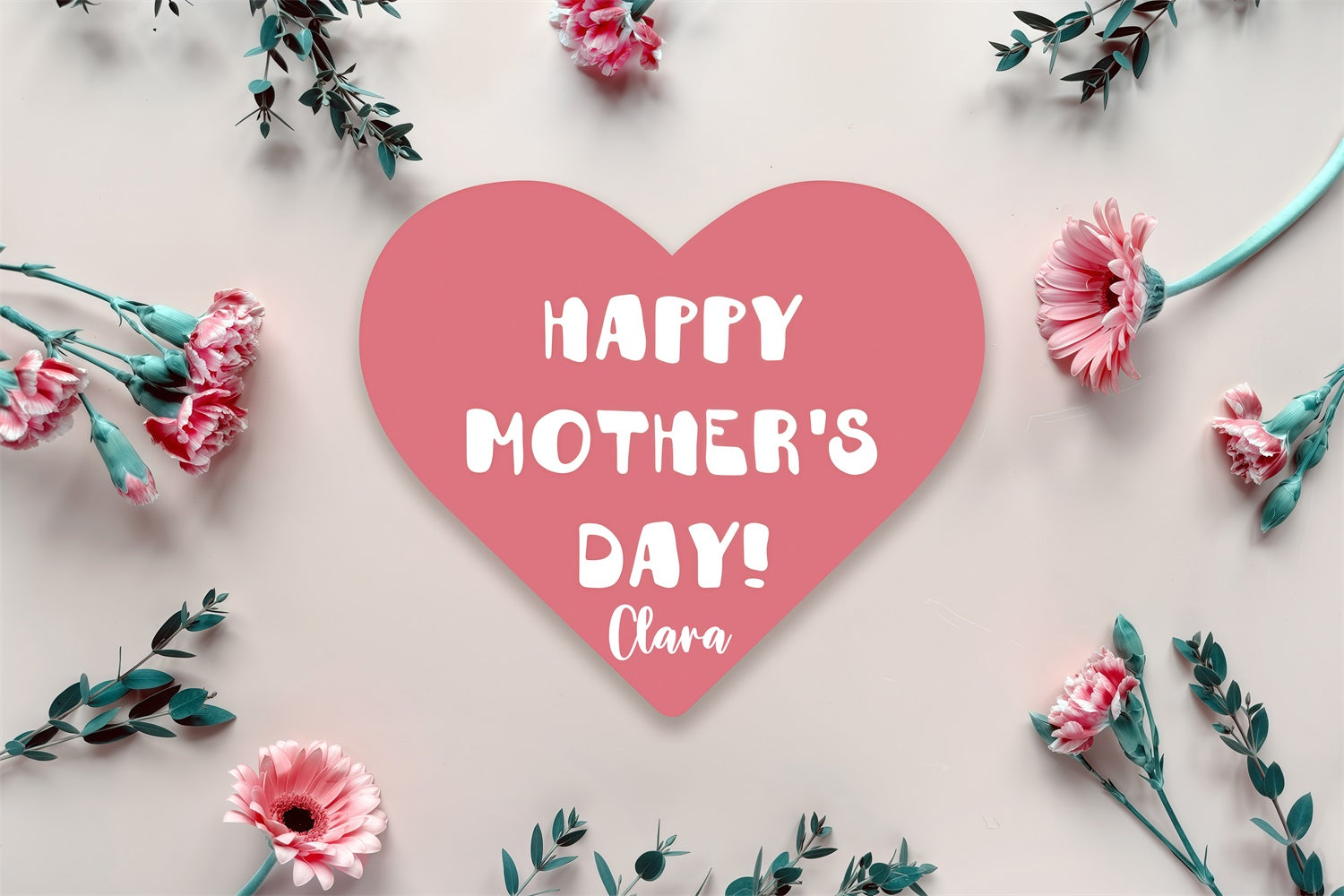 Mothers Day Photo Backdrop Minimalist Pink Floral Custom Backdrop GQ3-166