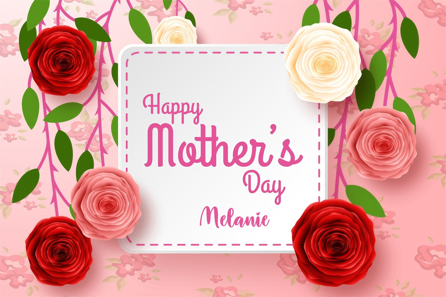 Mothers Day Photo Backdrop Delicate Rose Vines Customized Backdrop GQ3-168
