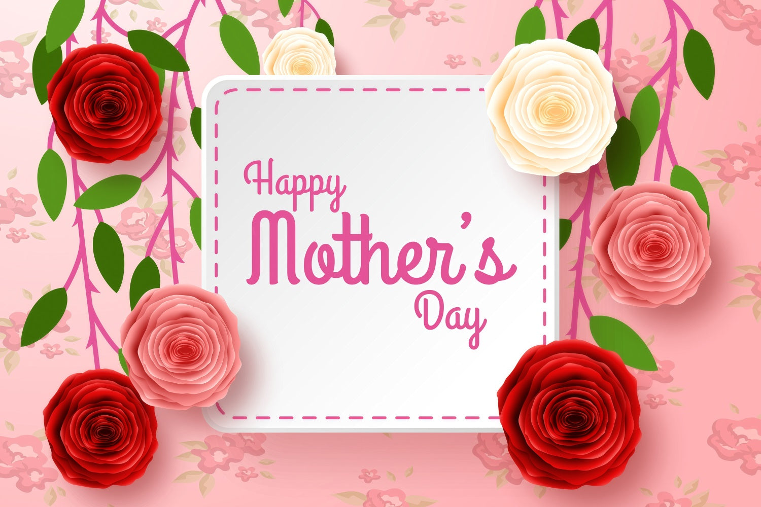 Mothers Day Photo Backdrop Delicate Rose Vines Customized Backdrop GQ3-168