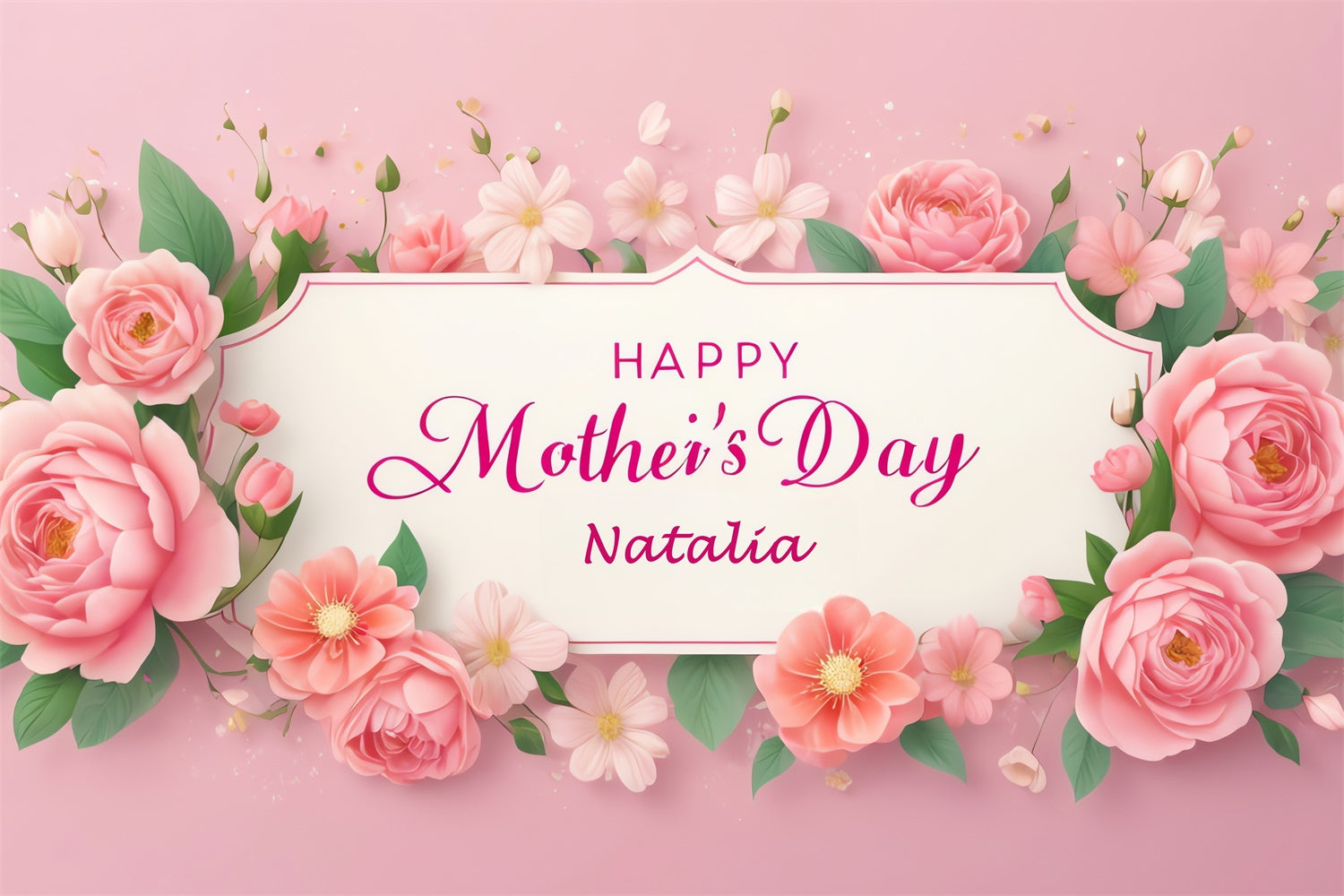 Mothers Day Photo Backdrop Pink Floral Elegance Customized Backdrop GQ3-181
