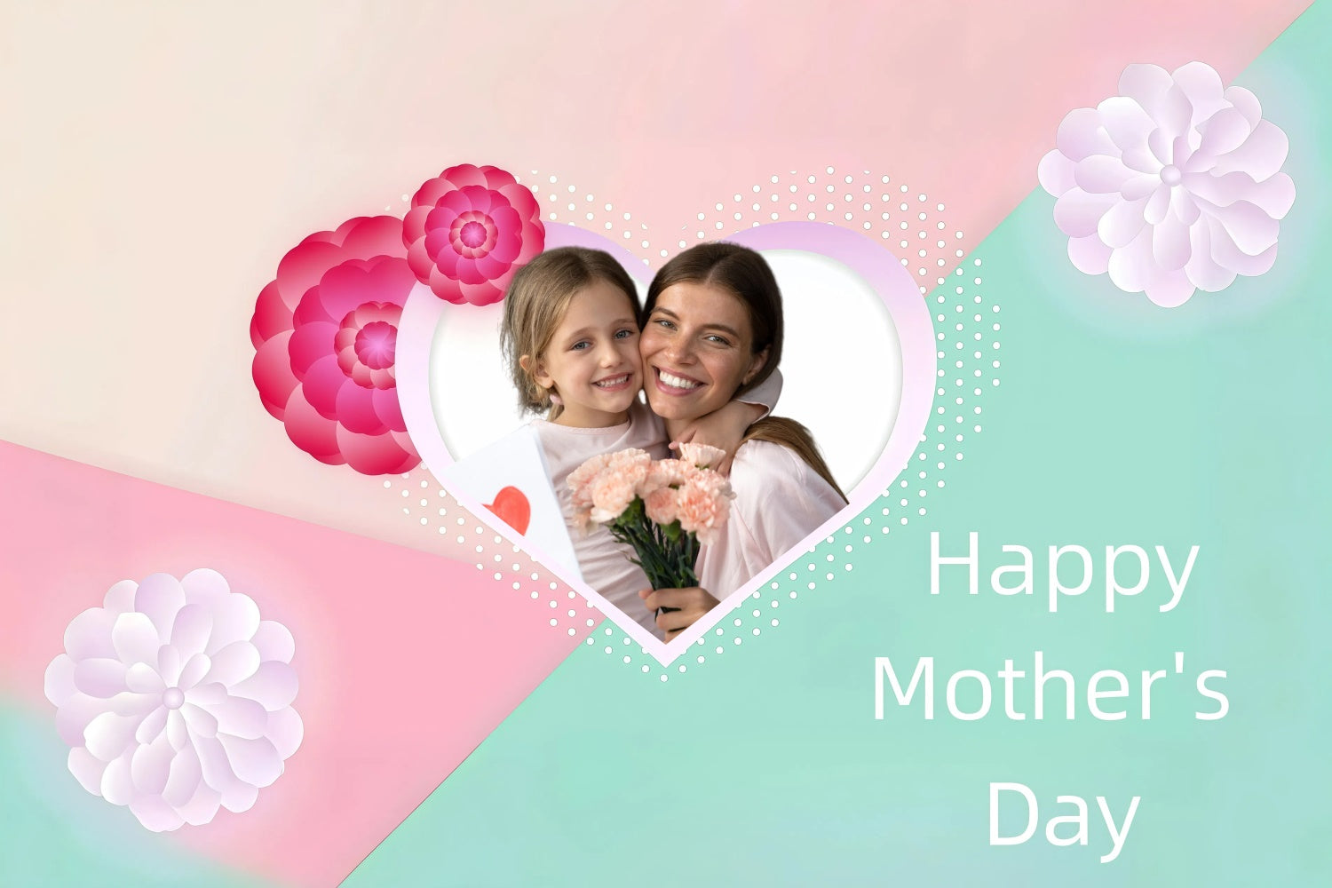 Mother's Day Backdrop Floral Heart Frame Personalized Backdrop GQ3-187