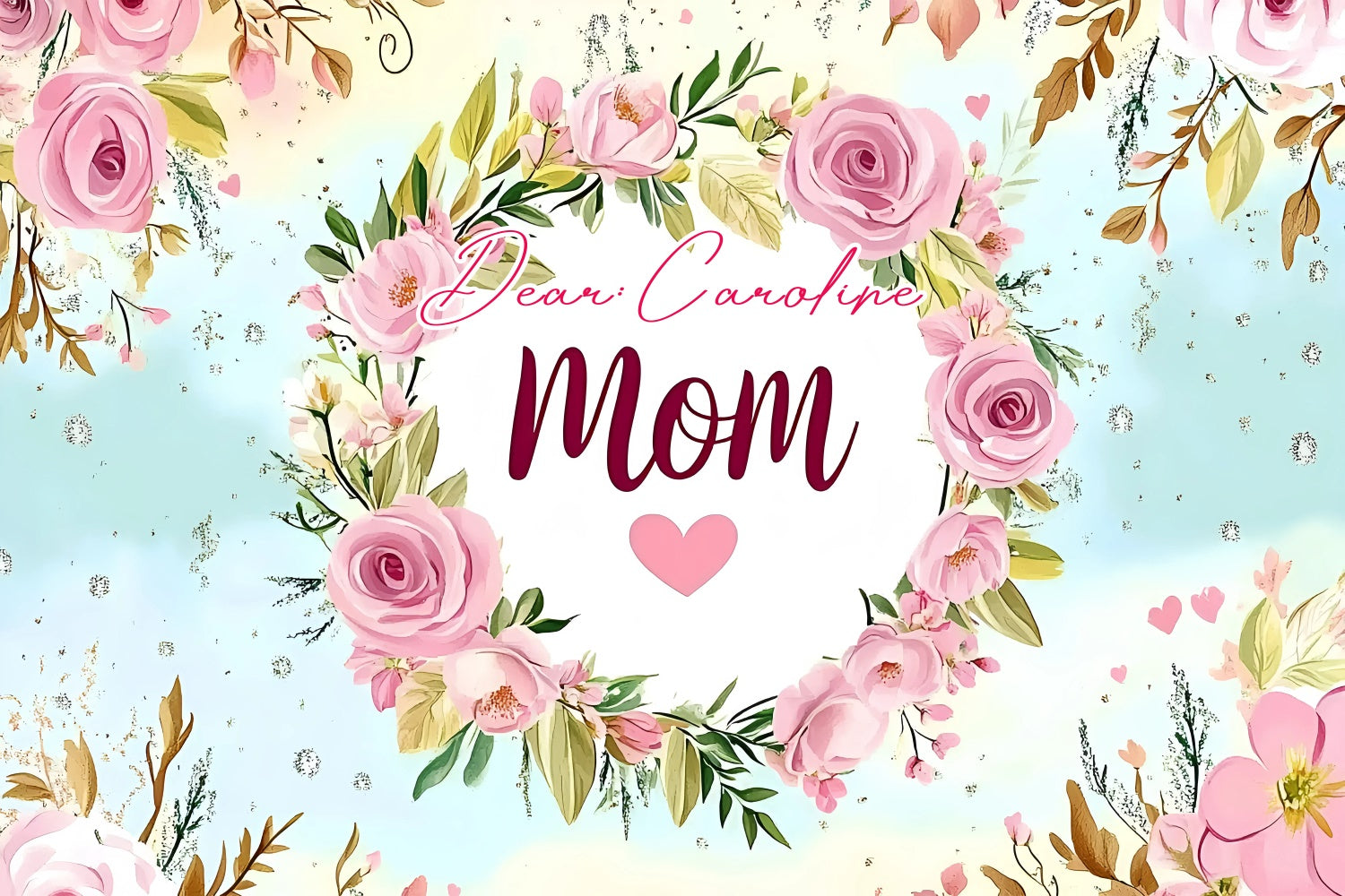Backdrop For Mothers Day Dreamy Rose Wreath Personalized Backdrop GQ3-199