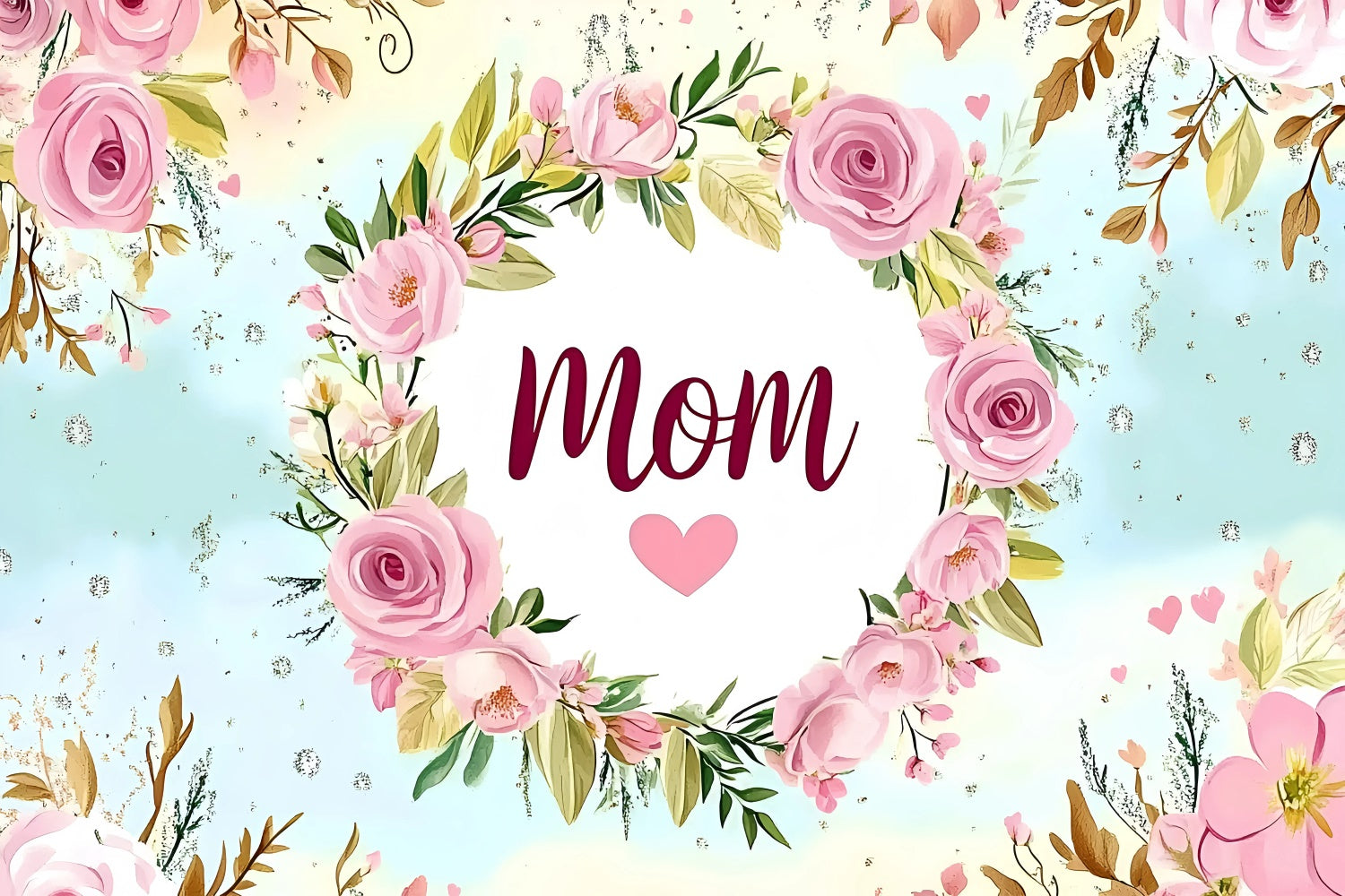 Backdrop For Mothers Day Dreamy Rose Wreath Personalized Backdrop GQ3-199