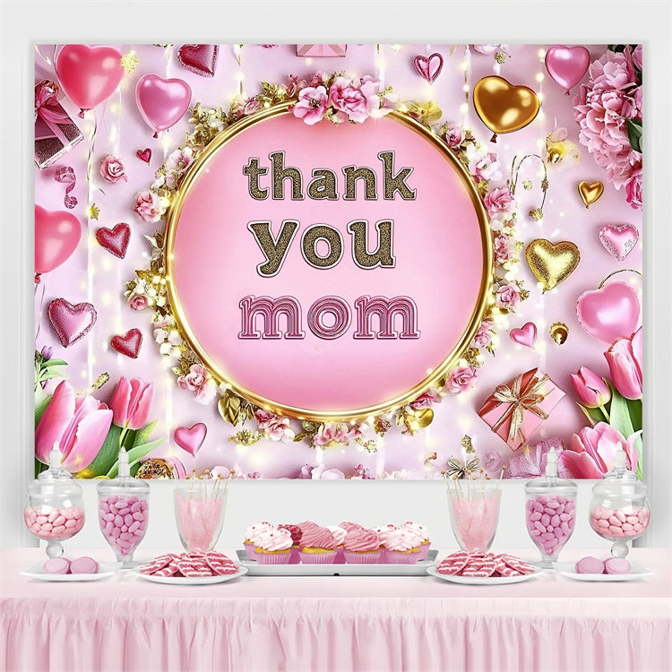Mothers Day Backdrops Glow Heart Balloons Floral Custom Backdrop GQ3-200