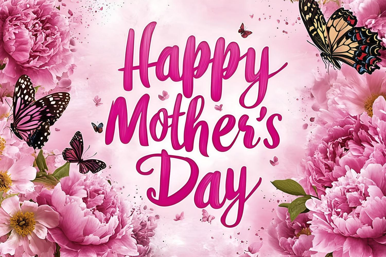 Mothers Day Photo Backdrop Peony Butterfly Garden Custom Backdrop GQ3-202