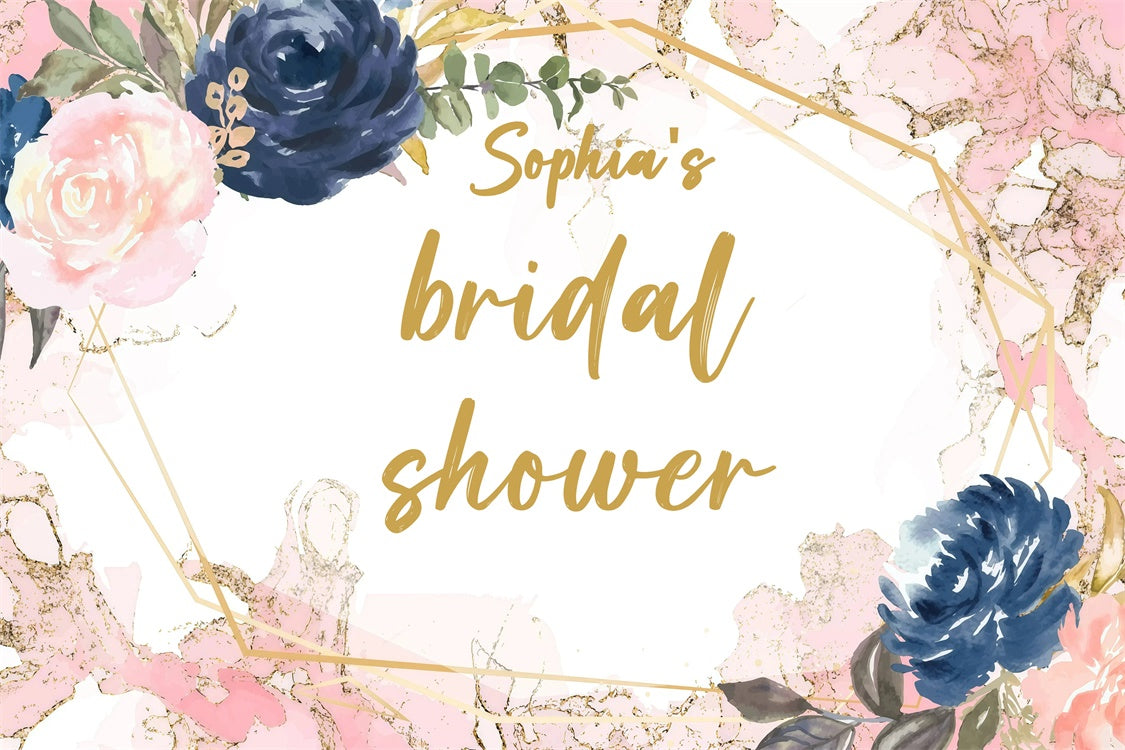 Bridal Shower Backdrop Elegant Watercolor Flower Customized Backdrop GQ3-218