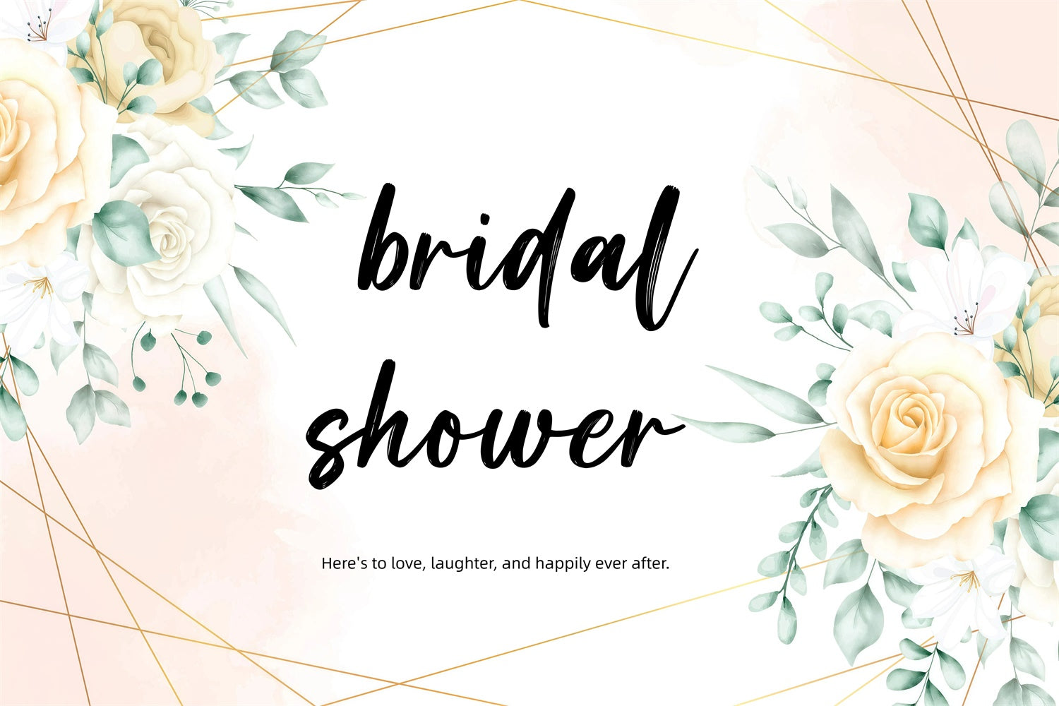 Custom Bridal Shower Backdrops Cream Rose Geometric Frame Backdrop GQ3-224